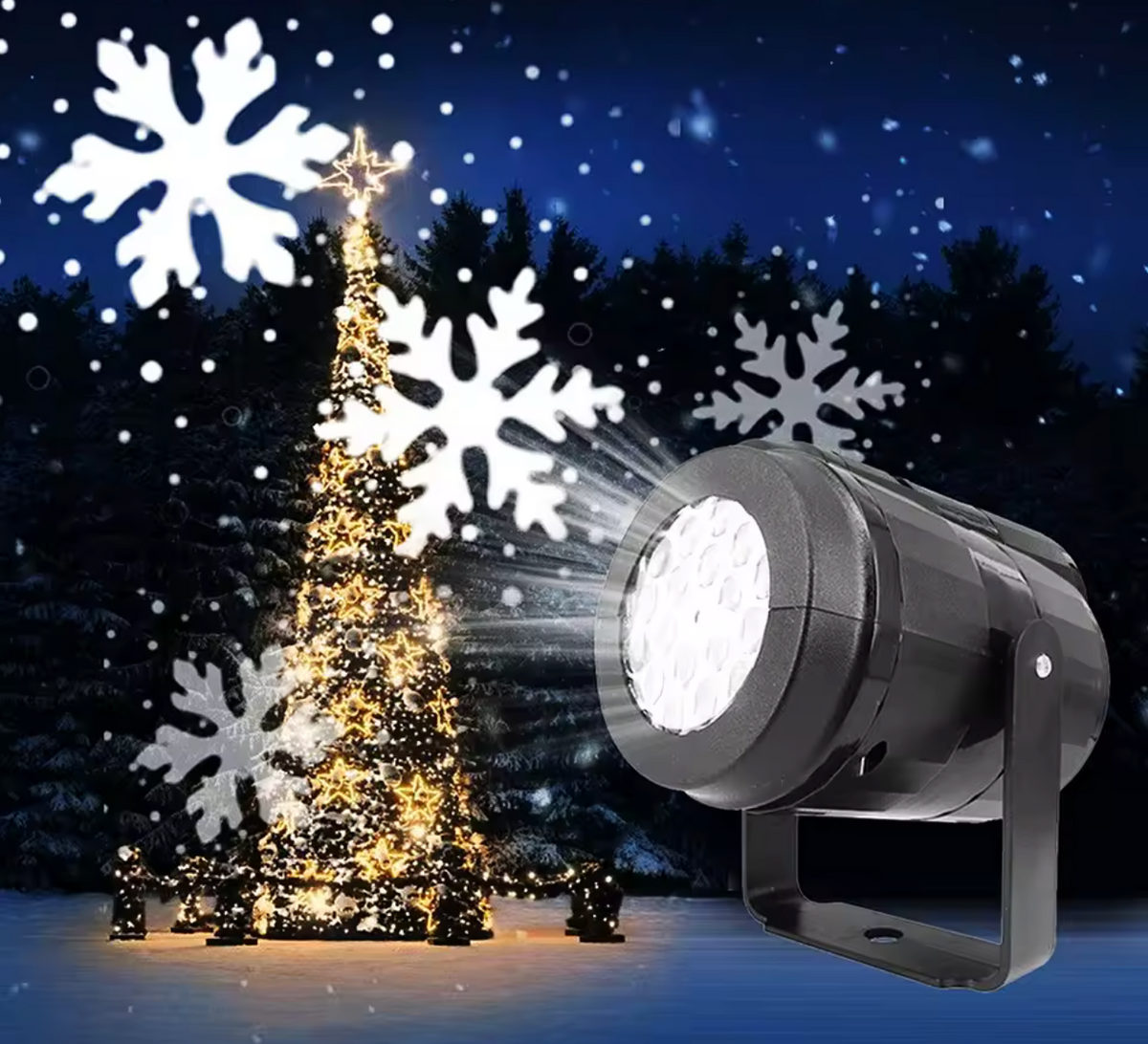 Projecteur flocons de neige LED - ambiance famille Noël