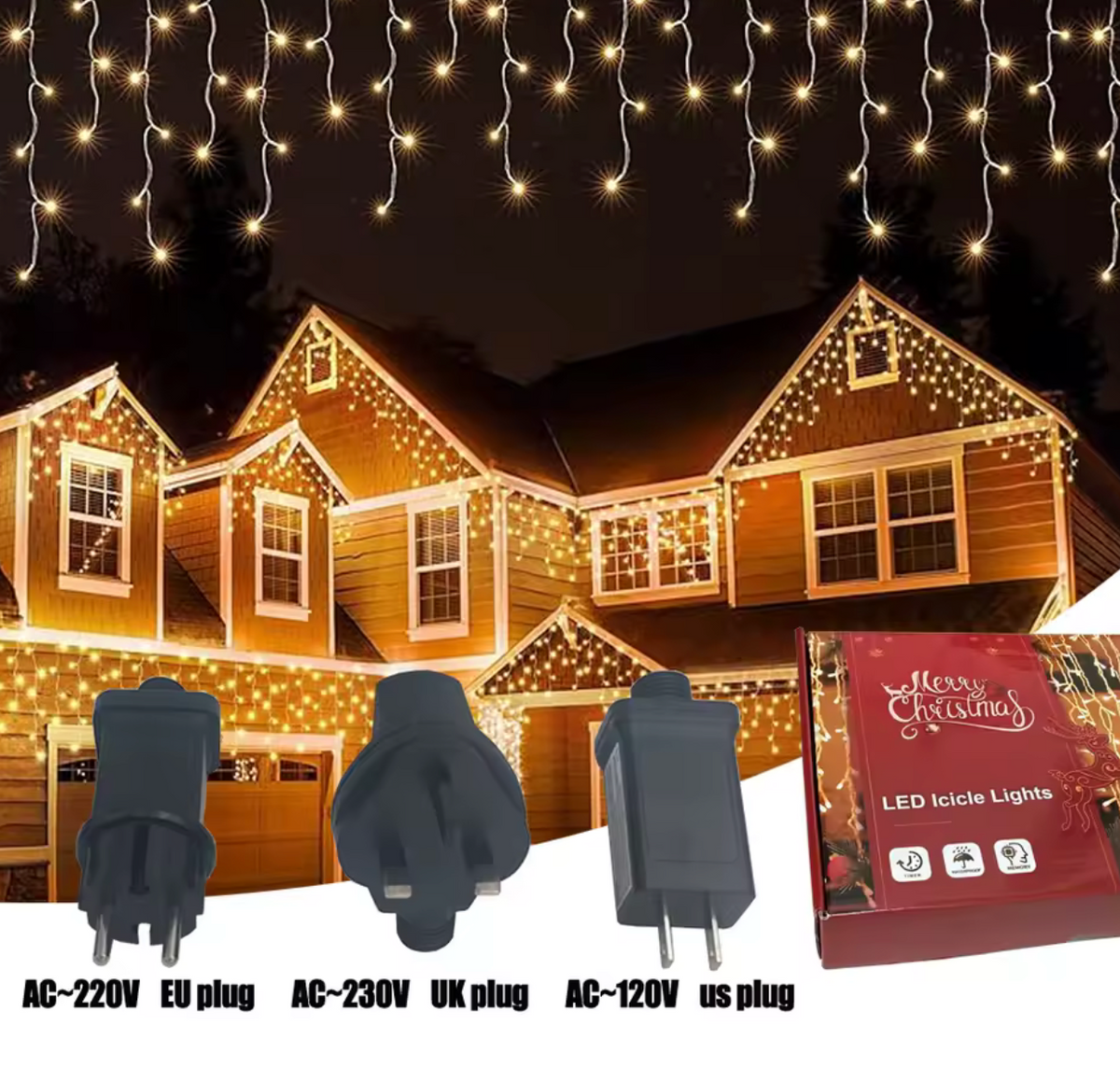 Guirlande LED prises EU UK US boîte cadeau