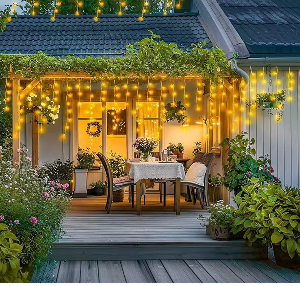 Guirlande LED terrasse jardin ambiance chaude
