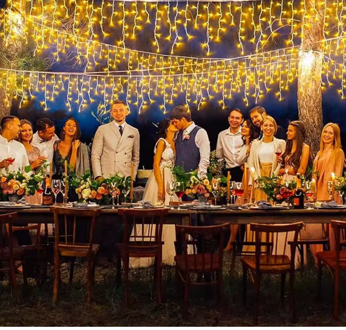 Guirlande LED mariage soirée extérieur