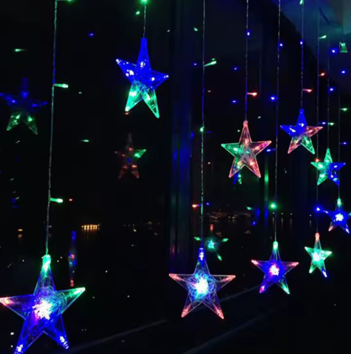 Guirlande rideau LED étoiles multicolore Noël