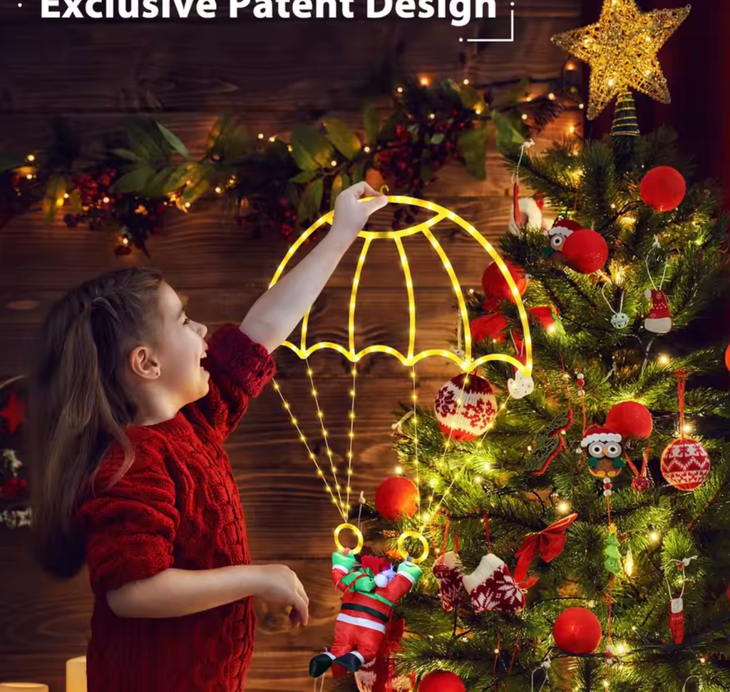 Pere Noel parachute LED decoration sapin Noel interieur enfant